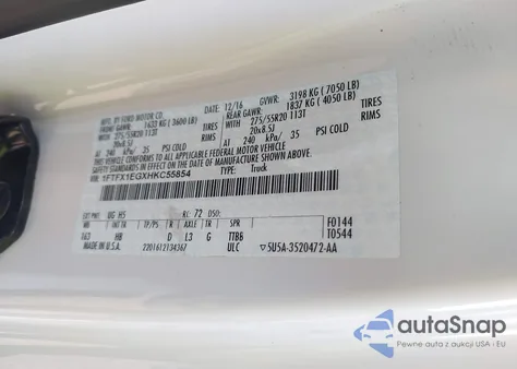 2017 Ford F-150 Lariat from USA, damaged, VIN 1FTFX1EGXHKC55854